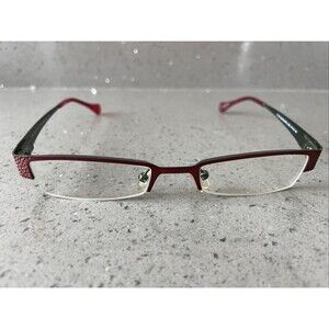 SMART CLIP Eyeglasses Frames ONLY 300 47-19-140 Burgundy/Lime Half Rim red